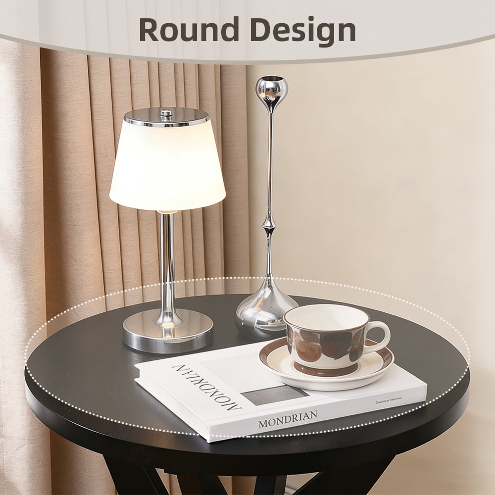 Set of 2 Round End Table 24'' High Side Table with Cross Legs, Modern Accent Bedside Table for Living Room, Balcony, Bedroom or Small Spaces, Black