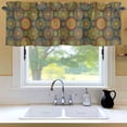thumbnail image 6 of Bohemian Gold Floral Window Valance for Kitchen, Boho Tribal Ethnic Abstract Geometric Flower Rod Pocket Short Curtain for Small Windows, Light Filtering Decorative Valance, 42 x 18 Inch, 1 Panel, 6 of 9