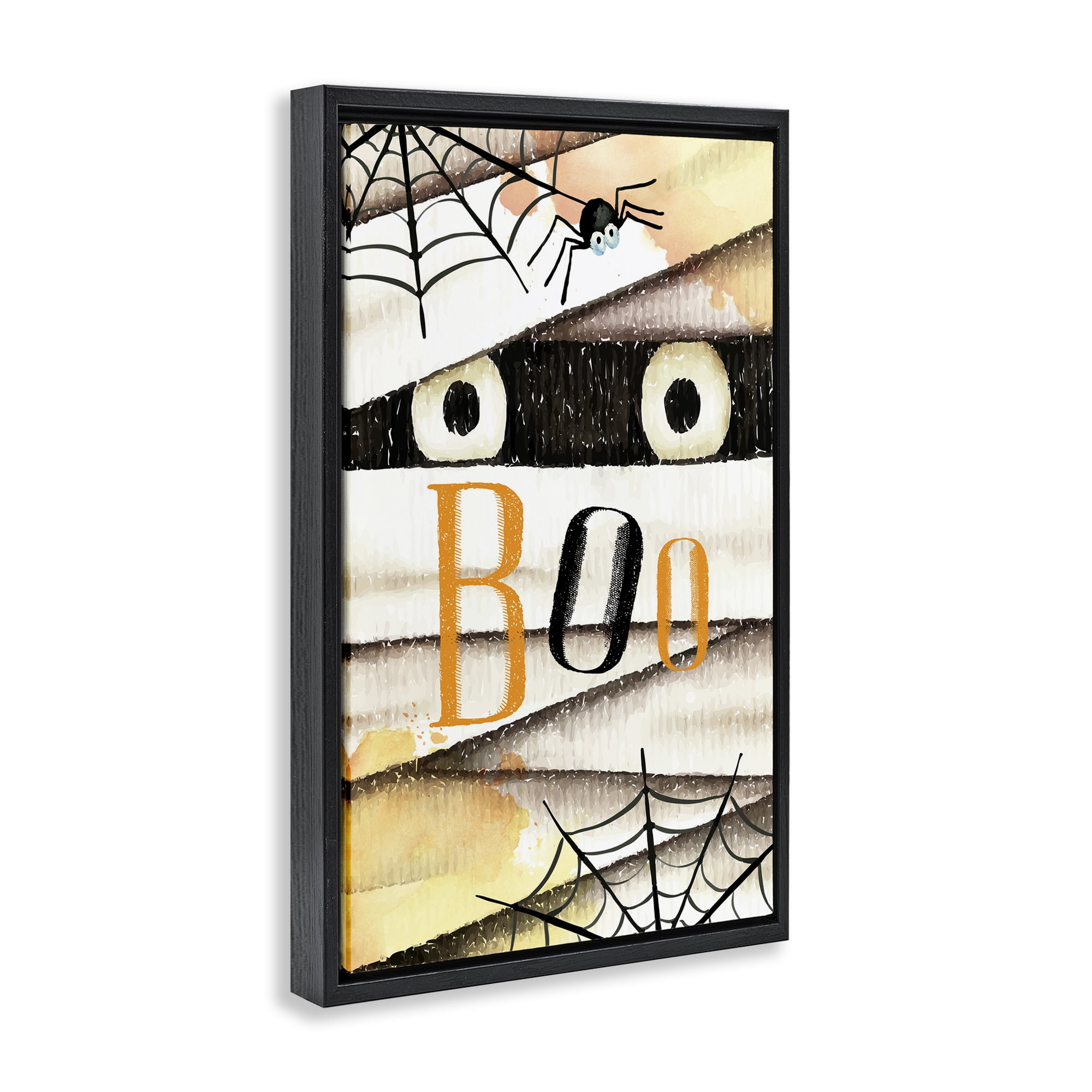Stupell Industries Spooky Peeking Eyes Typography Painting Black Floater Framed Art Print Wall Art, 17 x 25