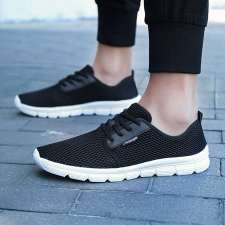 

YTJX Couples Men s Fashion Woven Mesh Lightweight Breathable Lace-up Sneakers