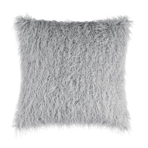 Betters Homes & Gardens Mongolian Faux Fur Pillow, 22 x 22, Grey