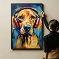 thumbnail image 4 of Rhodesian Ridgeback Wall Art - Funny Dog Canvas Canvas for Kids' Room 11x17inch - Colorful Puppy with Earphone Pictures Framed Ready to Hang, 4 of 4