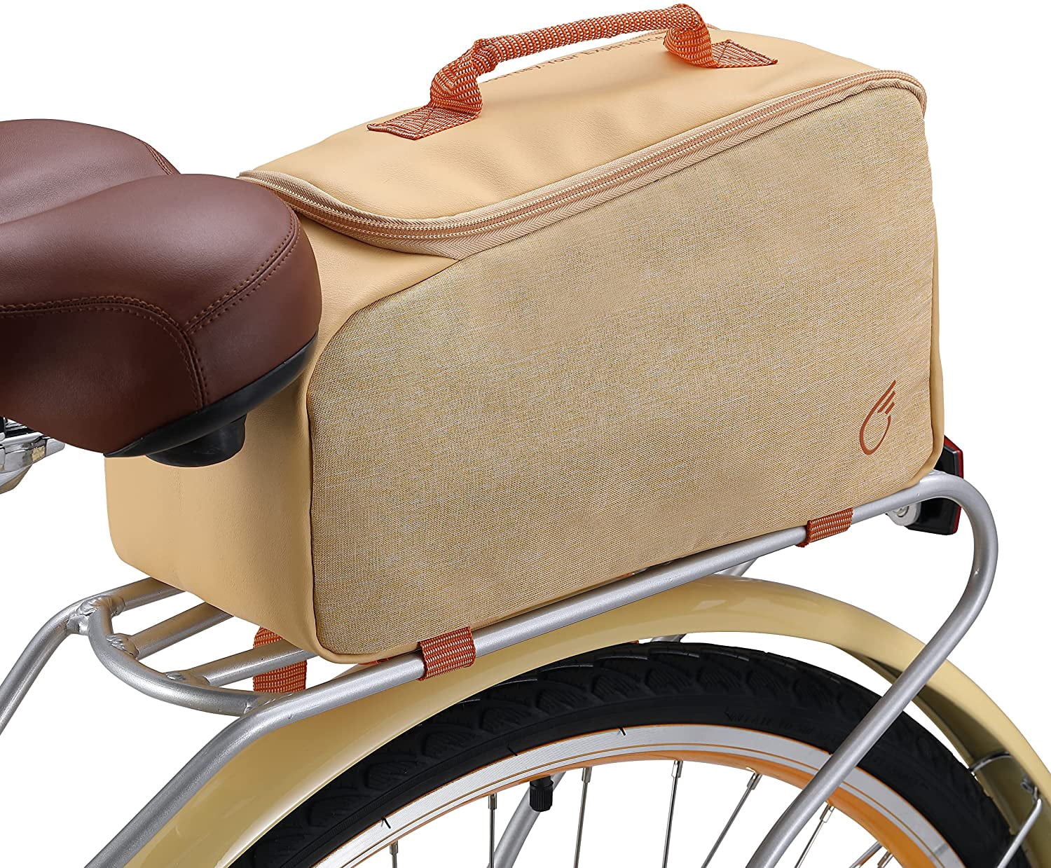 sixthreezero Bike Bag Rear Rack, Waterproof Bicycle Pannier, Carry Handle, Cream