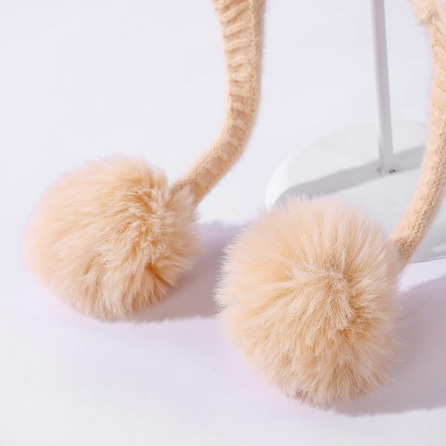 Zhengup Women Winter Peruvian Cover Ears Beanie Hat Ear Flaps Sherpa Ski Snow Hats Knit Fleece Lined 3 Pom Pom