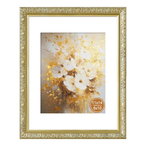 VIOLABBEY 8x10 Picture Frames, Gold Matted Gallery Photo Frame for Wall or Tabletop