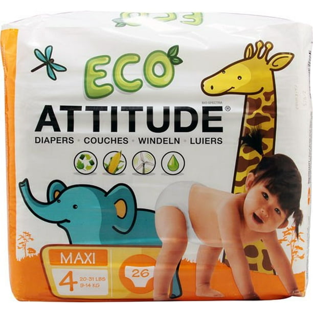 ATTITUDE Diapers, Size 4, 26 Diapers