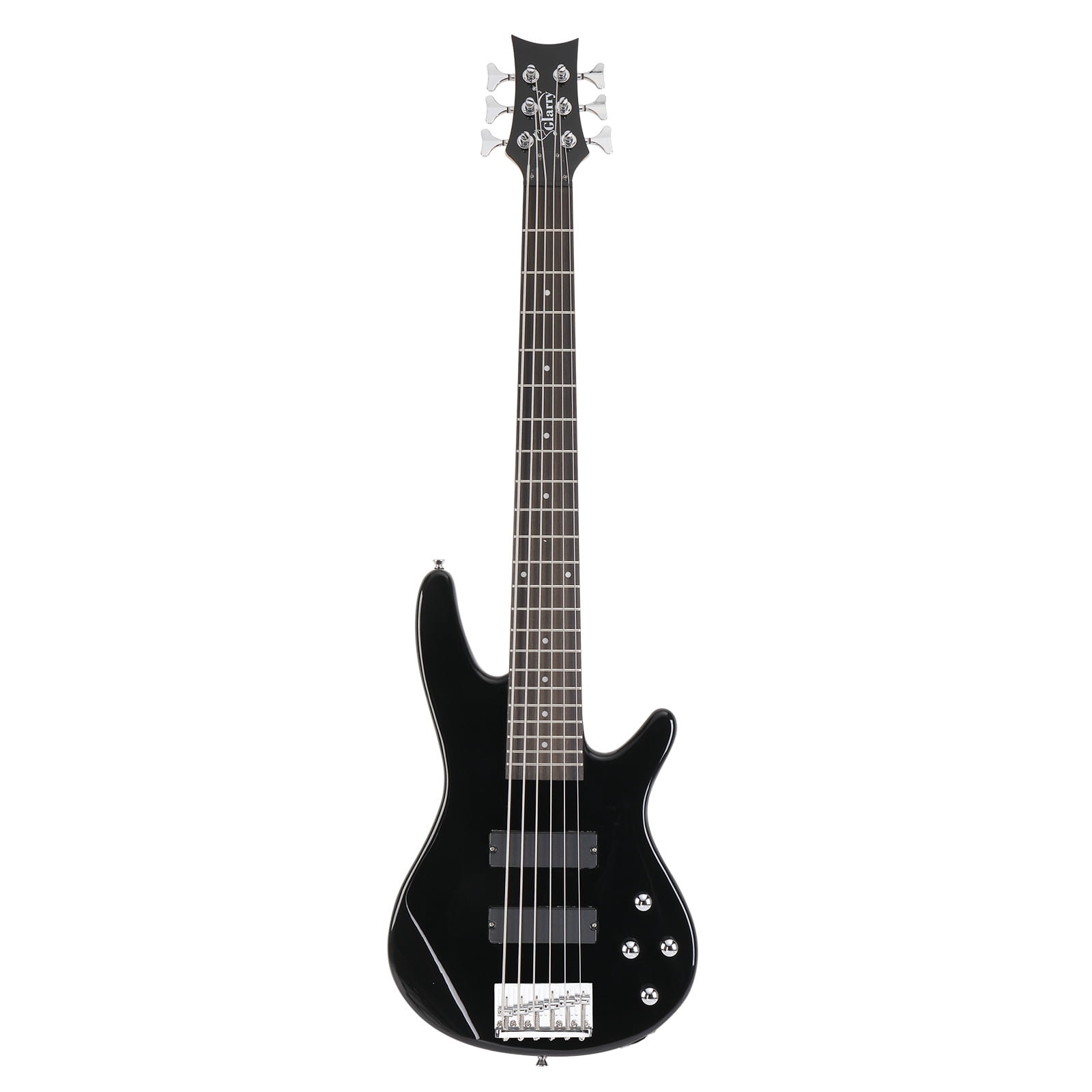 Full Size GIB 6 String H-H Pickup Electric Bass Guitar Bag Strap Pick Connector Wrench Tool, Black