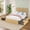 with drawer, variant on Wood Bed Frame with Natural Rattan Headboard, Platform Bed Frame with Storage Headboard, Noise-Free Wooden Mattress Foundation, No Box Spring Needed