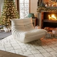 thumbnail image 3 of GGUG Armless Bean Bag lounge Chair ,Comfy for Reading Game Meditating, Microfiber Leather White, 3 of 11
