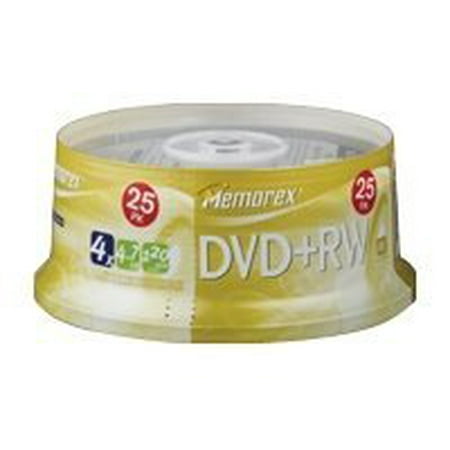 Memorex 4x Rewritable DVD+RW Spindle - 25 Disc Spindle