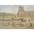 thumbnail image 2 of David Jacobsen 18x14 Black Ornate Wood Framed Double Matted Museum Art Print Titled - Pont Royal in Paris. Sketch (1858 - 1861), 2 of 5