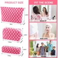 thumbnail image 6 of Makeup Bag 3 count Large Capacity Checkered  Bags Canvas Travel Toiletry Bag Organizer Cute Makeup Pouch Storage for Women(Rose), 6 of 6