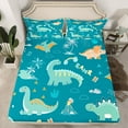 thumbnail image 2 of Castle Fairy Cute Jungle Dino 4pcs Bed Sheets for Kids Teens Boys,Cartoon Rainbow Dinosaur King Sheets,Kawaii Animal Super Cozy Sheet Set,Breathable Home Decor, 2 of 7
