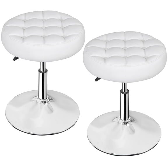 WoofPaw 2 Pcs Adjustable Vanity Stool with 360 Swivel,Hydraulic Lift Round Makeup Chair Ottoman with Stable Base for Home Beauty Studio,Bedroom and Bathroom