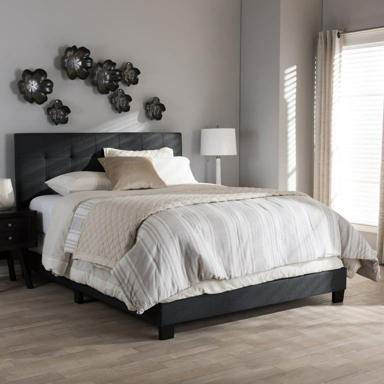 Baxton Studio Brookfield Modern and Contemporary Grey Fabric Upholstered Grid-tufting Queen Size Bed Baxton Studio Brookfield Modern and Contemporary Grey Fabric Upholstered Grid-tufting Queen Size Bed
