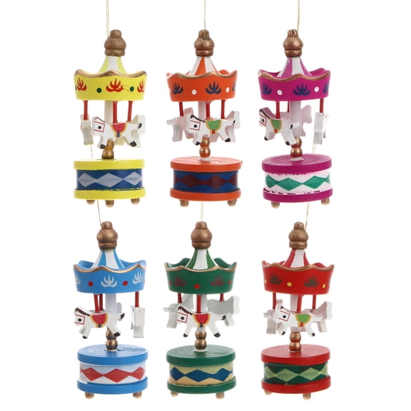 1 Set 6 Pcs Christmas Souvenirs Mini Merry-go-round Home Decorations Ornaments