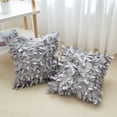 thumbnail image 3 of Unique Bargains Sequins Leaf 3D Throw Pillow Cover Pack of 4 Solid Color Cushion Covers Grey 18" x 18", 3 of 6