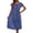 Navy, variant on CAIVO Women's Nightdress Solid Color Ice Silk Short Sleeve Midi Length O-Neck Loose With Lace Nightgowns Sleep Dress Loungewear Cute Night Gowns