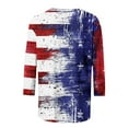 thumbnail image 4 of Womens American Flag Tee Shirt 4th of July Womens Shirt Red White and Blue T-Shirt Memorial Day Tee Shirt Women's Fashion Tees Casual Crewneck 3/4 Sleeve Loose T Shirt Ladies Blouses Shirts, 4 of 5