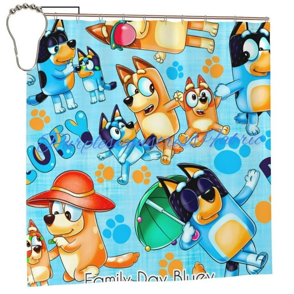 Saiise Bluey Print Shower Curtain for Bathroom,Shower Curtain Set with Hooks for Home, Bathroom Decor Waterproof Fabric,72x72