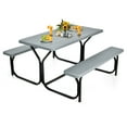 thumbnail image 1 of Gymax Picnic Table Set, 54'' x 59'' x 28.5'', with 1 Picnic Table and Bench, Grey (1 Count), 1 of 10