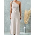 thumbnail image 3 of Women's One Shoulder Striped Maxi Dress Asymmetrical Design With 100% Polyester Fabric Perfect For Summer Evenings, 3 of 6