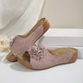 thumbnail image 5 of Dakaela Womens Wedge Sandals 2025 Flower Summer Dressy Flat Open Toe Platform Slip on Shoes Pink 7.5, 5 of 7