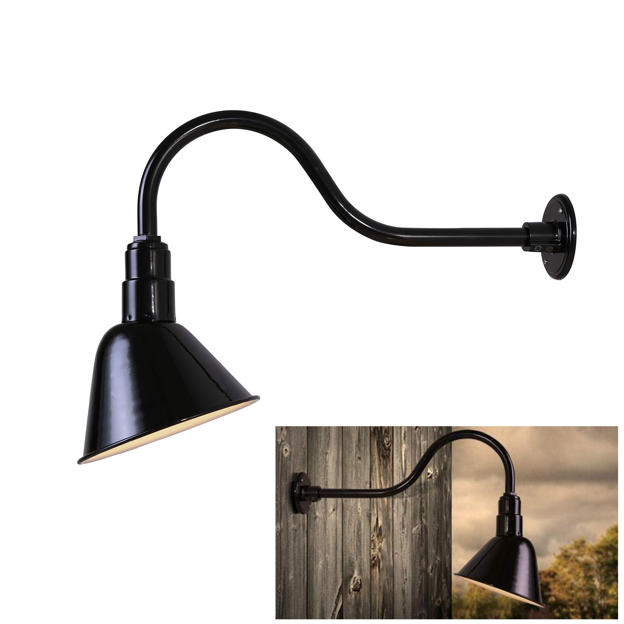 black gooseneck wall light