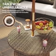thumbnail image 4 of Brown Round Patio Table with Umbrella Hole - 31.5" Bistro Table for Garden, Balcony & Outdoor Dining - Steel & Rattan Coffee Table, 4 of 7
