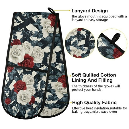 

BZSMCE Oven Mitts Timeless Elegance Creative Pattern Resistant Kitchen Gloves
