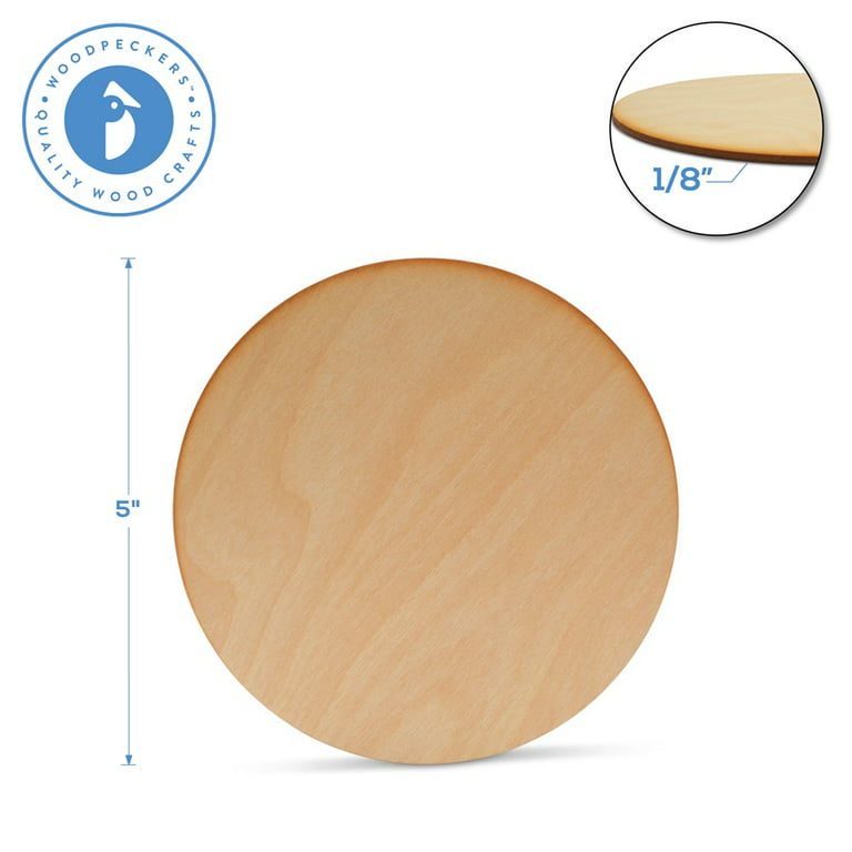 Round Wooden Discs 5, Unfinished Wood Coasters for Crafts, Woodpeckers