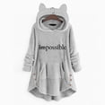 thumbnail image 2 of WREESH Womens Oversized Hoodies Cute Ear Hooded Fuzzy Fleece Sweatshirts Long Sleeve Printed Pullover Sided Button Tunic Tops Winter Soft Warm Coats with Pocket Gray, 2 of 5
