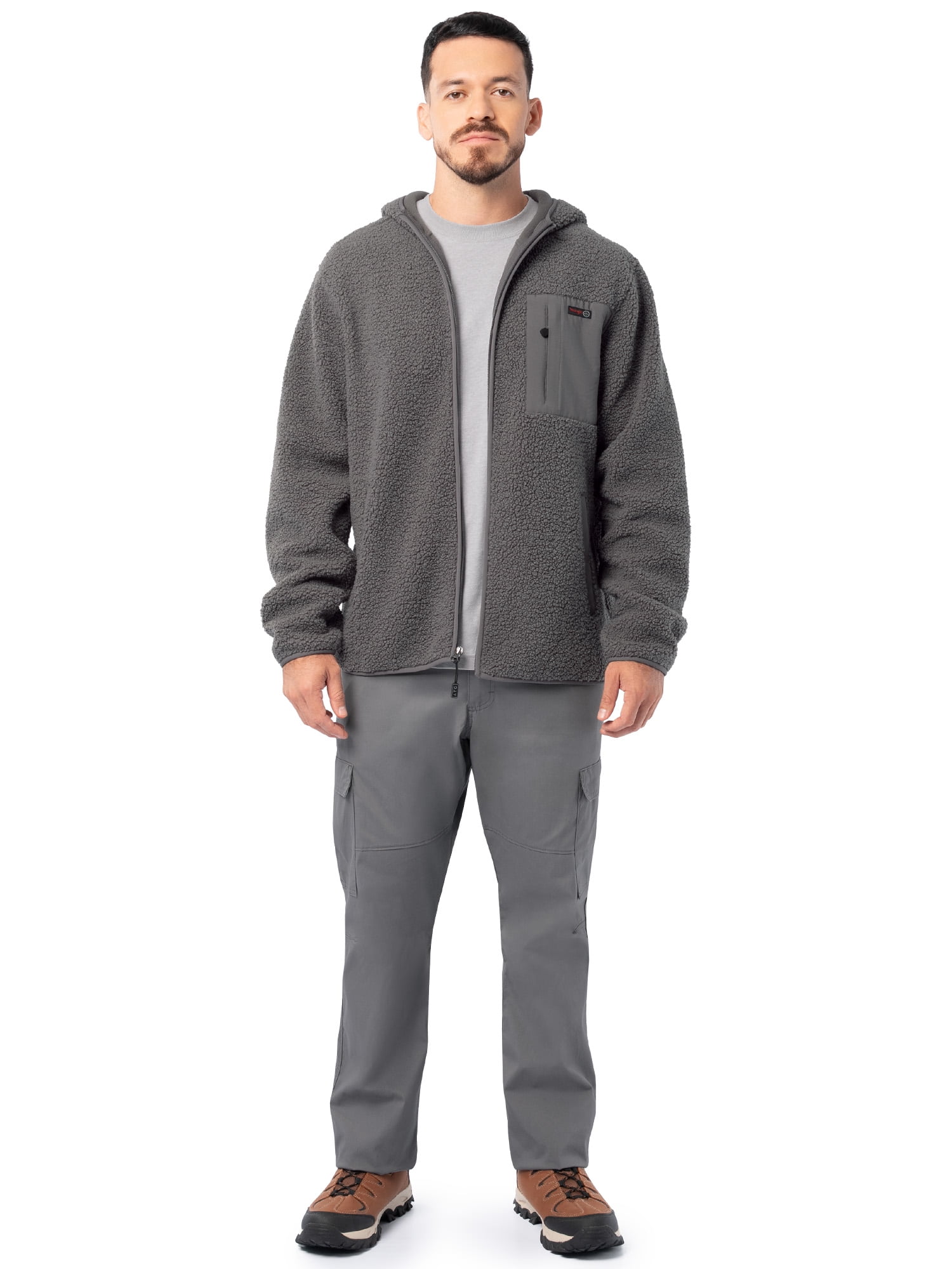Wrangler ATG Men's Burley Long Sleeve Faux Shearling Full Zip Backpacking Hoodie Jacket, size S-3XL
