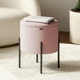 thumbnail image 3 of LammaLoe Small Round Ottoman with Storage, Boucle Ottoman Foot Stool with Lid, Upholstered Vanity Stool for Living Room & Bedroom, Pink, 3 of 9