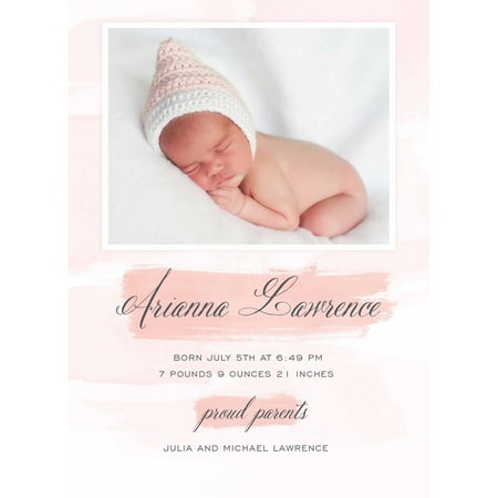 Watercolor Brushstrokes Standard Baby Announcement