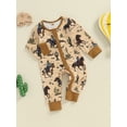 thumbnail image 5 of Elippeo Baby Girls Boys Western Romper Horse Print Long Sleeve Front Zipper Casual Jumpsuit for Fall  3 6 12 18 Months, 5 of 9