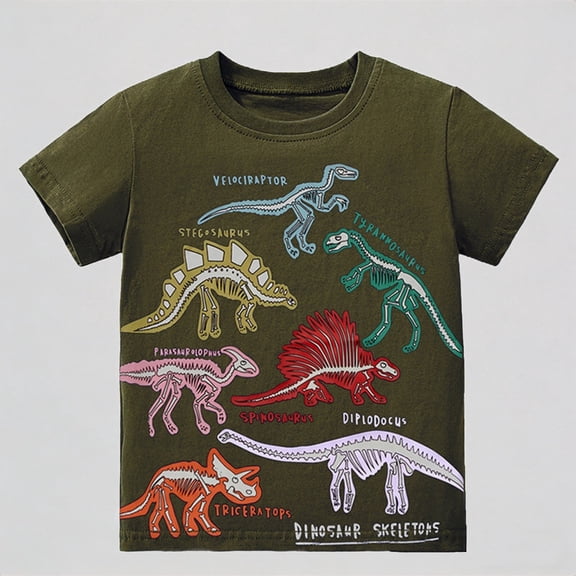 Krdevn Children's Cartoon Dinosaur Short Sleeved T Shirt Top,8 Years