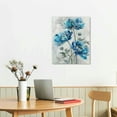 thumbnail image 3 of Nawypu Abstract Floral Canvas Wall Art: Blossom Blue Lotus Flower Artwork Painting Print for Bathroom, 3 of 5