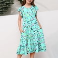 thumbnail image 6 of ATOGUTA Pretty Dresses for Girls Ruffle Sleeve Tiered Swings A-Line Cute Midi Casual Sundress Size 4T-13. Multicolor, 6 of 6