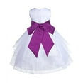 thumbnail image 2 of Ekidsbridal White Satin Shimmering Organza Formal Flower Girl Dresses Junior Bridesmaid Communion Baptism Holiday Toddler 4613S 8, 2 of 3
