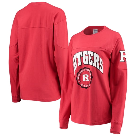 Women's Pressbox Scarlet Rutgers Scarlet Knights Edith Long Sleeve Oversized Top