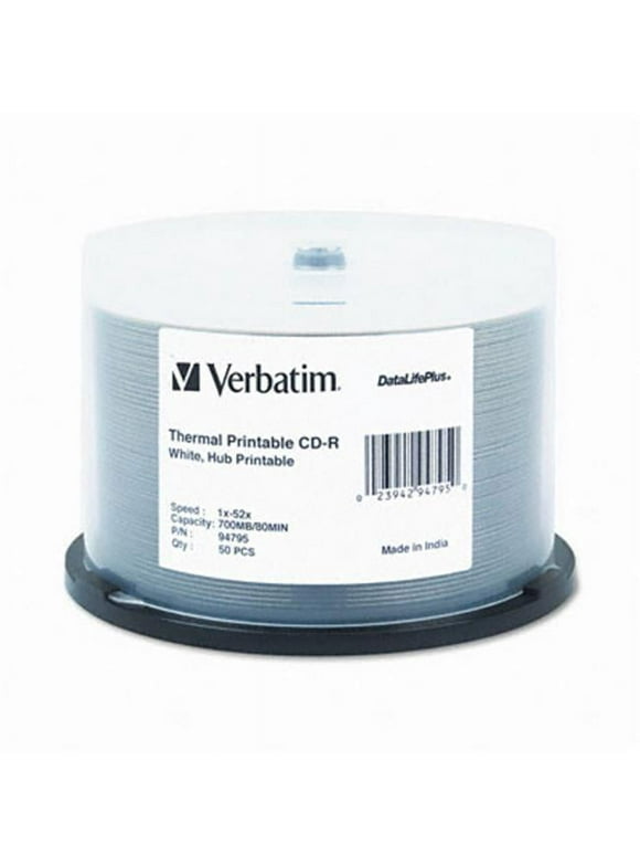 Verbatim Printable CD-R Discs 700MB/80min 52x Spindle White 50 Pack