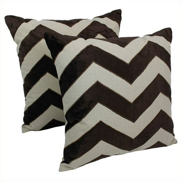 Blazing Needles Indien Chevron Jeter Oreiller en Brun et Naturel (Lot de 2)