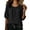 Black, variant on Womens Summer Linen Tops 3/4 Sleeve Crew Neck Pullover Shirts Dressy Casual Loose Tunic Solid Color Blouses