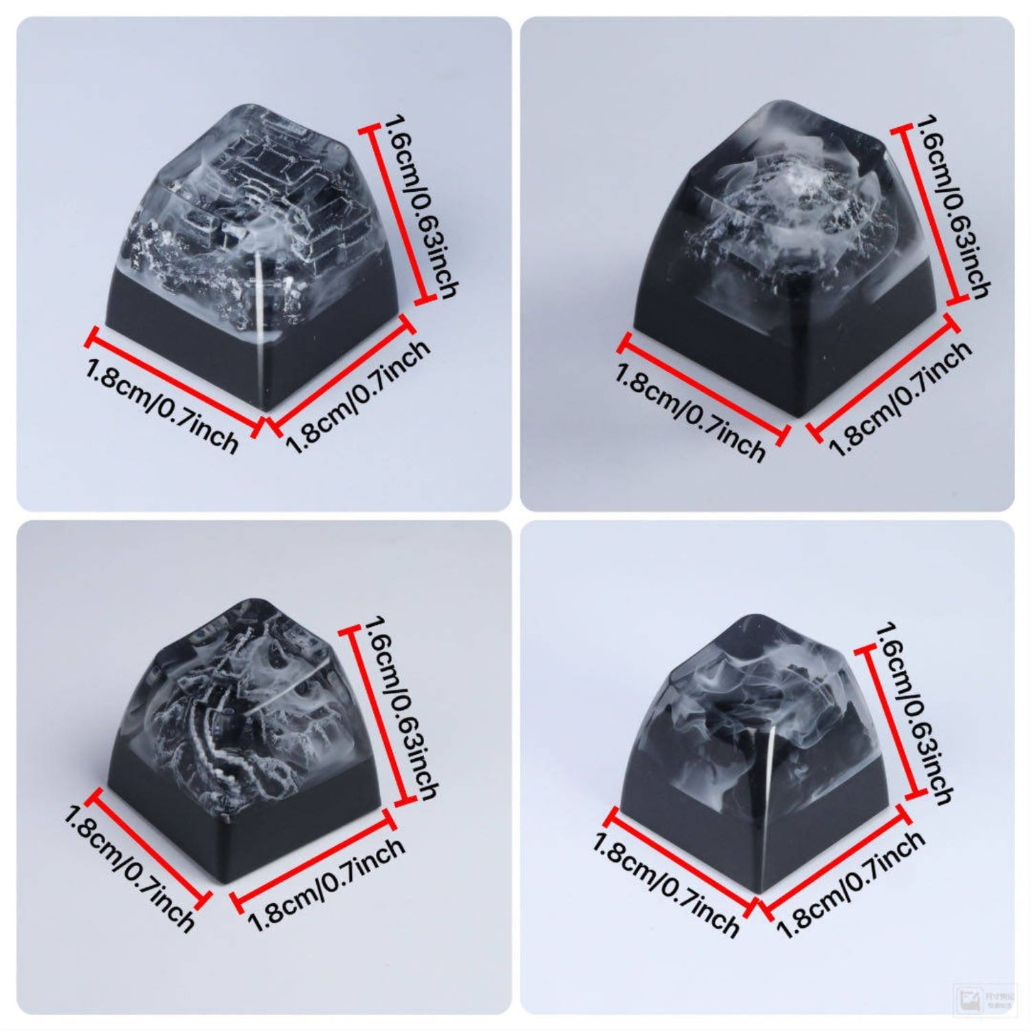 Artisan Resin Keycaps for Mechanical Keyboard,Ink Painting Style with Great Wall & Pavilion Design, Translucent Glow Keycaps