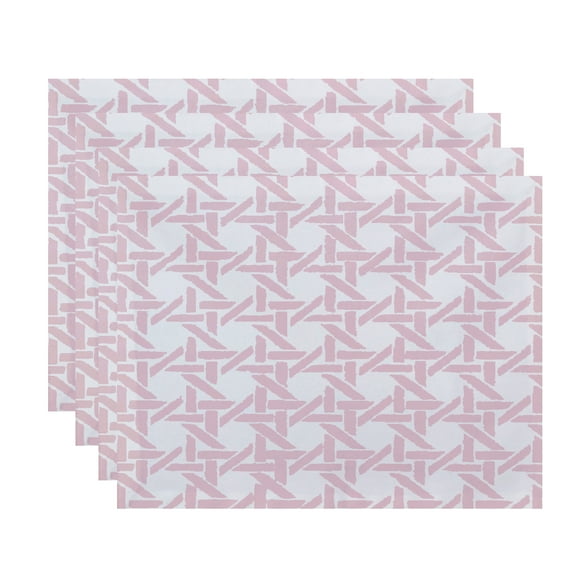 Simply Daisy, 18 x 14 Inch Rattan Geometric Geometric Print Placemat (set of 4), Pink
