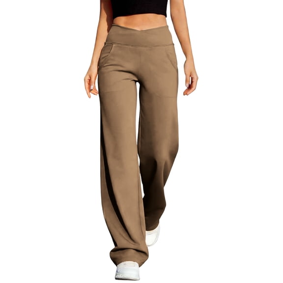 Maqroz Women's High Waisted Wide Leg Yoga Pants Variety Soft Stretch Lounge Trousers With Pockets for Workout Running Casual Daily Wear