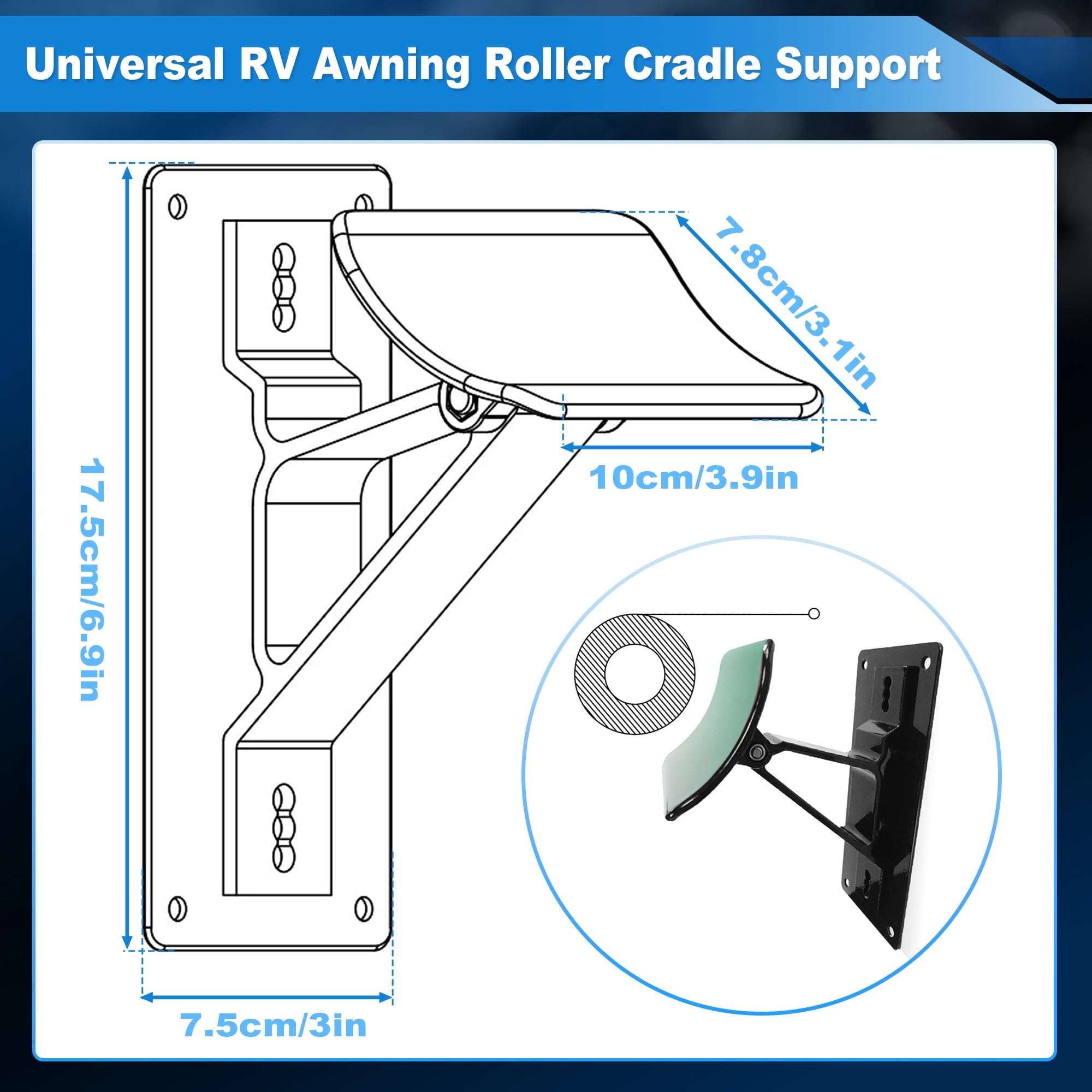 Unique Bargains RV Awning Support Roller Cradle Center Bracket White