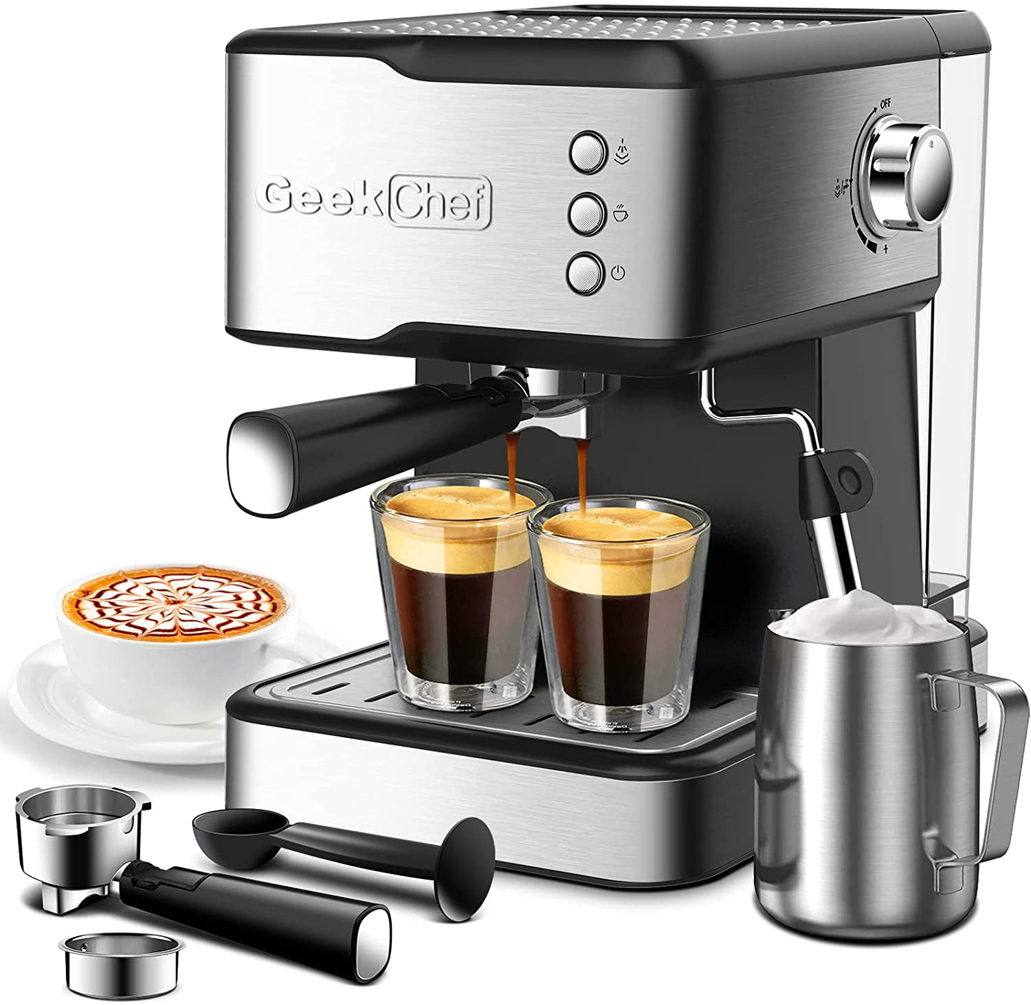 HOMOKUS Espresso Machine 20 Bar Cappuccino Coffee Maker with Milk Frother  Steam Wand for Latte, Mocha, Cappuccino Espresso Coffee Machine for Home 