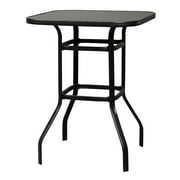 LA TALUS Wrought Iron Glass High Bar Table Patio Bar Table Black